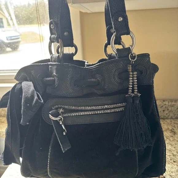 JUICY COUTURE Y2K Velour and Crystal handbag ~STUNNING!🖤 - Picture 2 of 10
